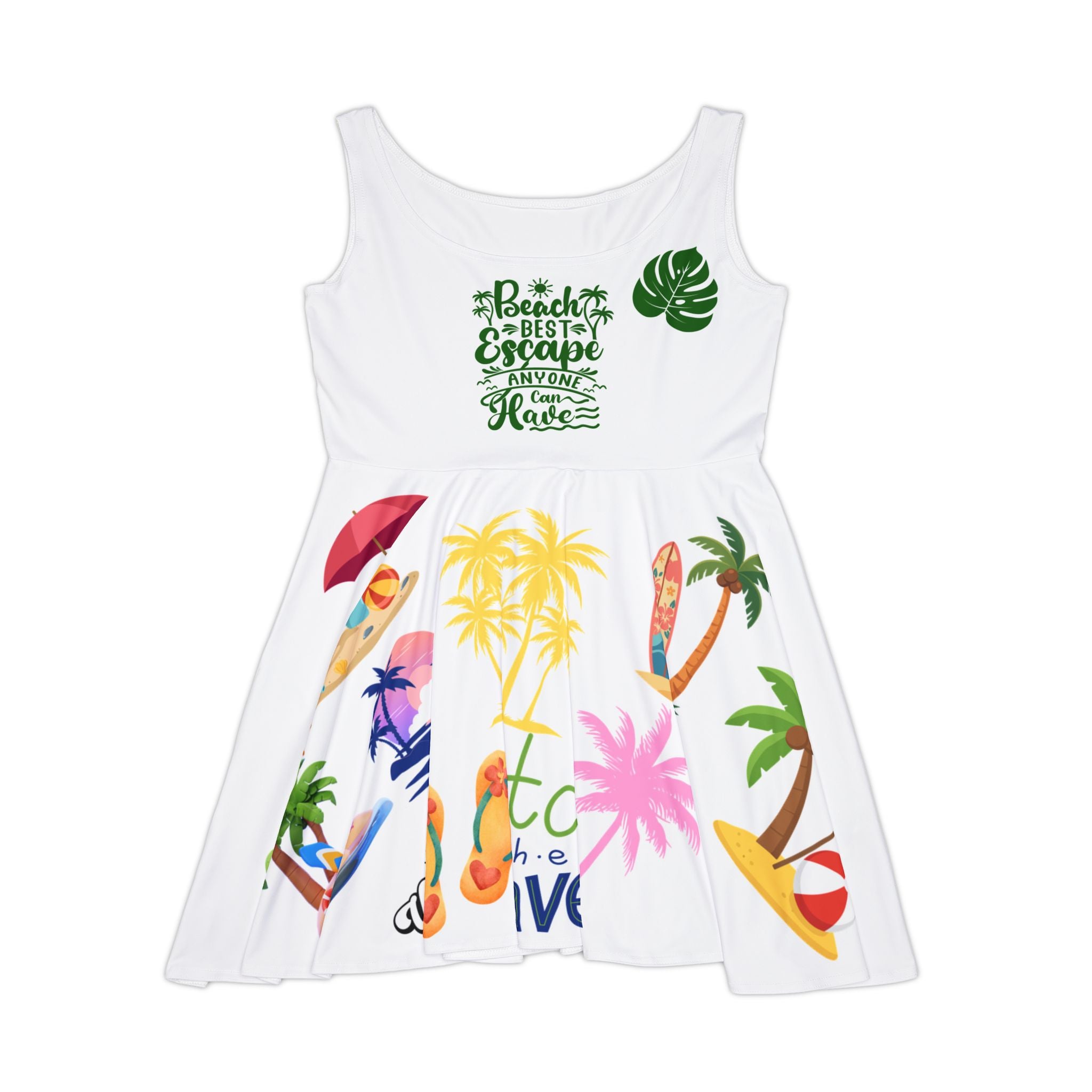 Tropical Beach Skater Dress 🌴 | Summer Vacation Outfit | Palm & Surf Print Sundress | Women’s Flowy Dress