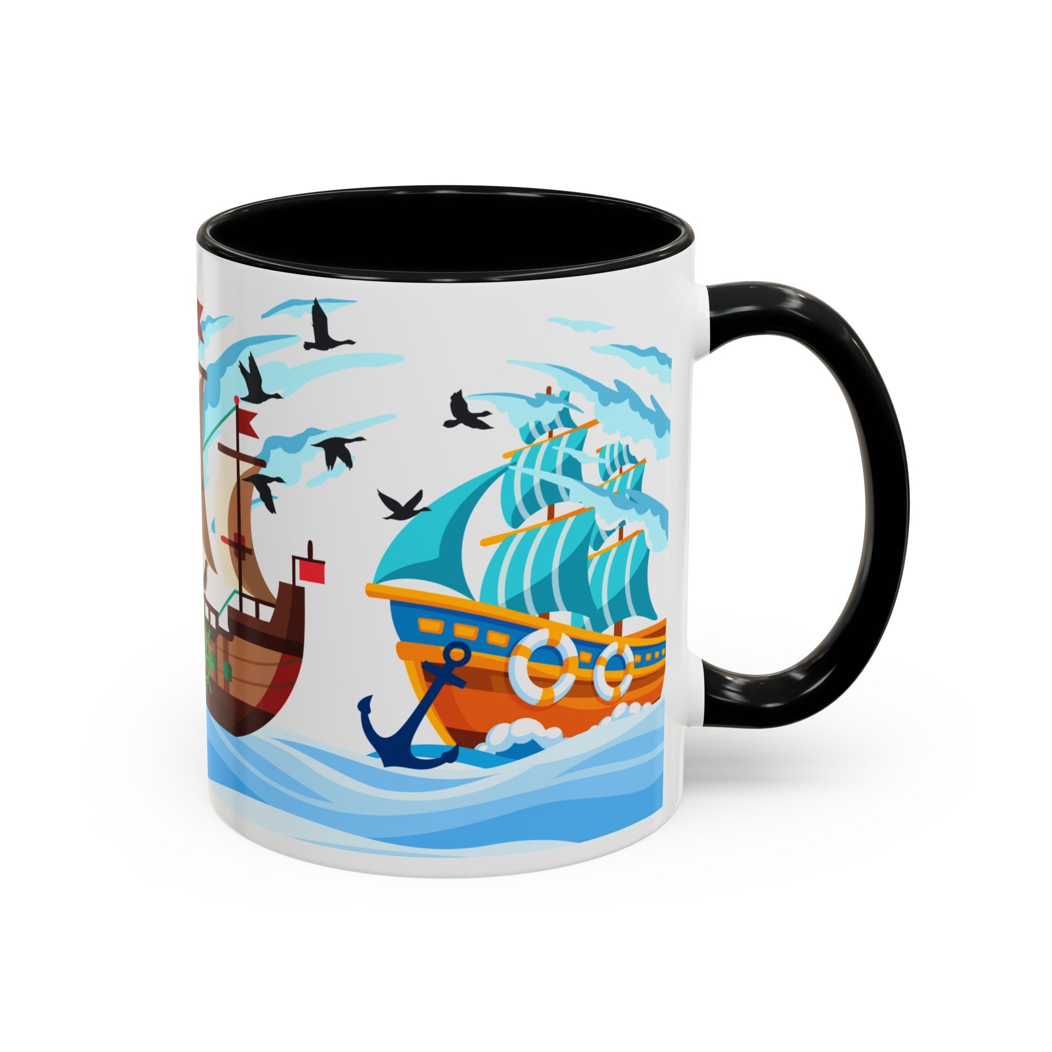 Nautical Pirate Ship Accent Coffee Mug — Ocean Sailing Cups (11/15oz)
