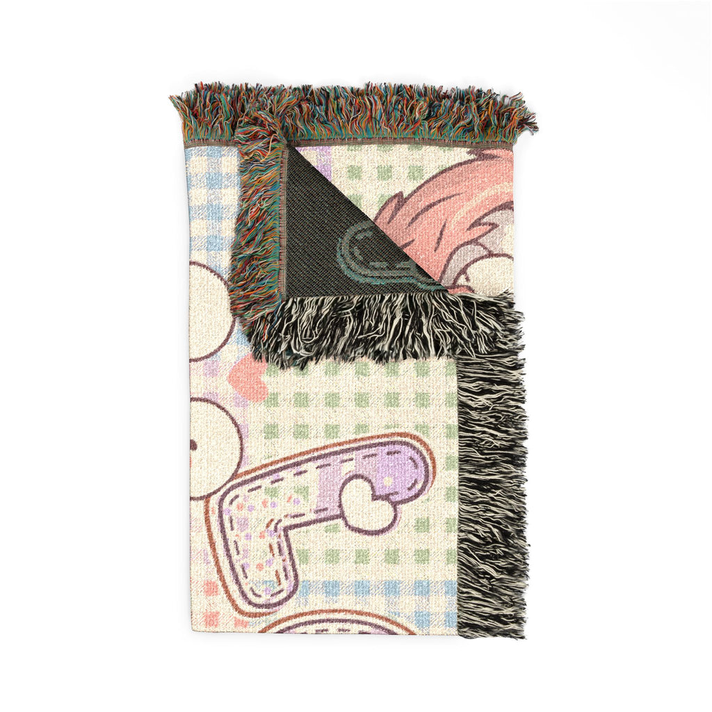Love You Mama Blanket – Cute Duck Family Woven Throw, Mother’s Day Gift, Pastel Patchwork Cozy Blanket💖