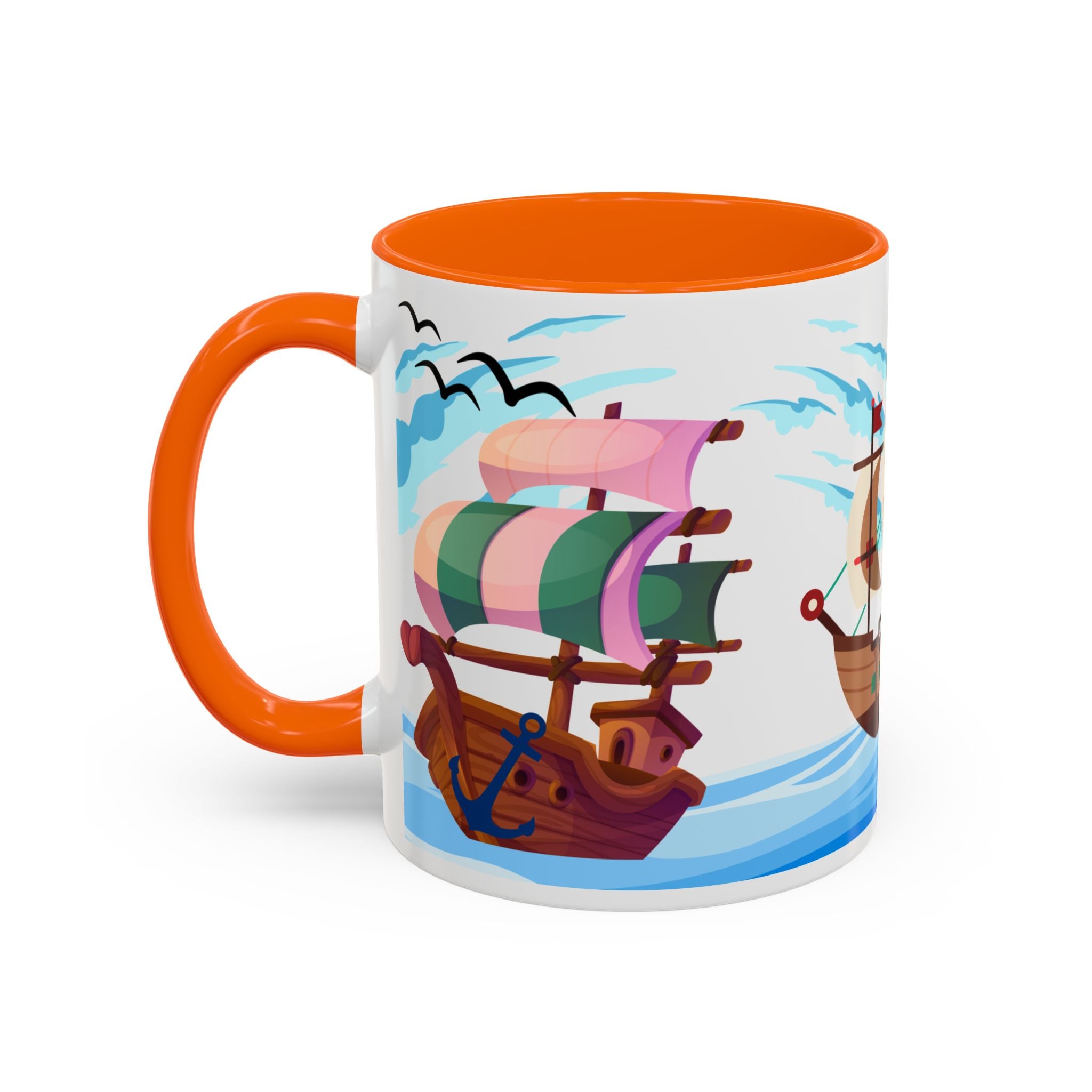 Nautical Pirate Ship Accent Coffee Mug — Ocean Sailing Cups (11/15oz)