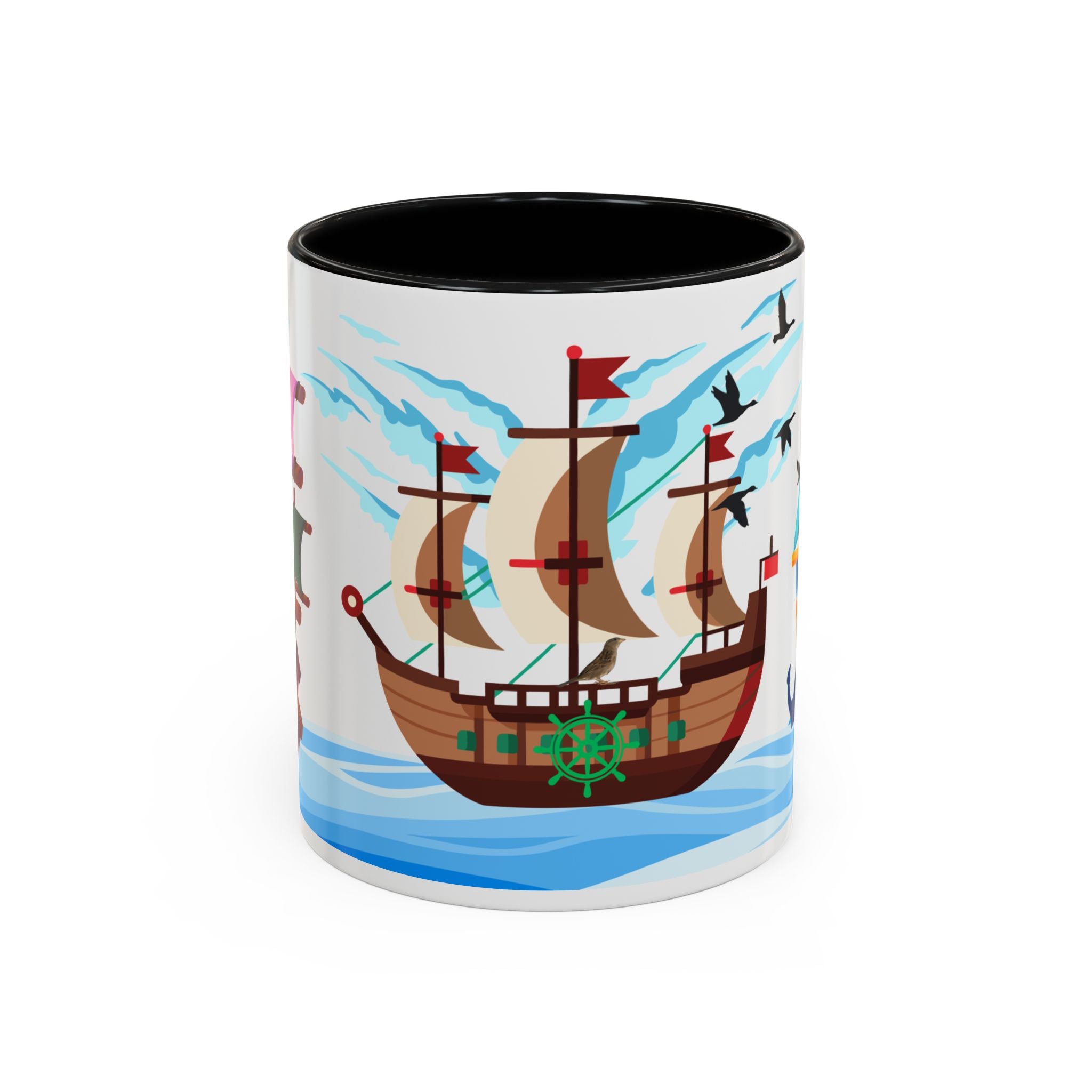 Nautical Pirate Ship Accent Coffee Mug — Ocean Sailing Cups (11/15oz)