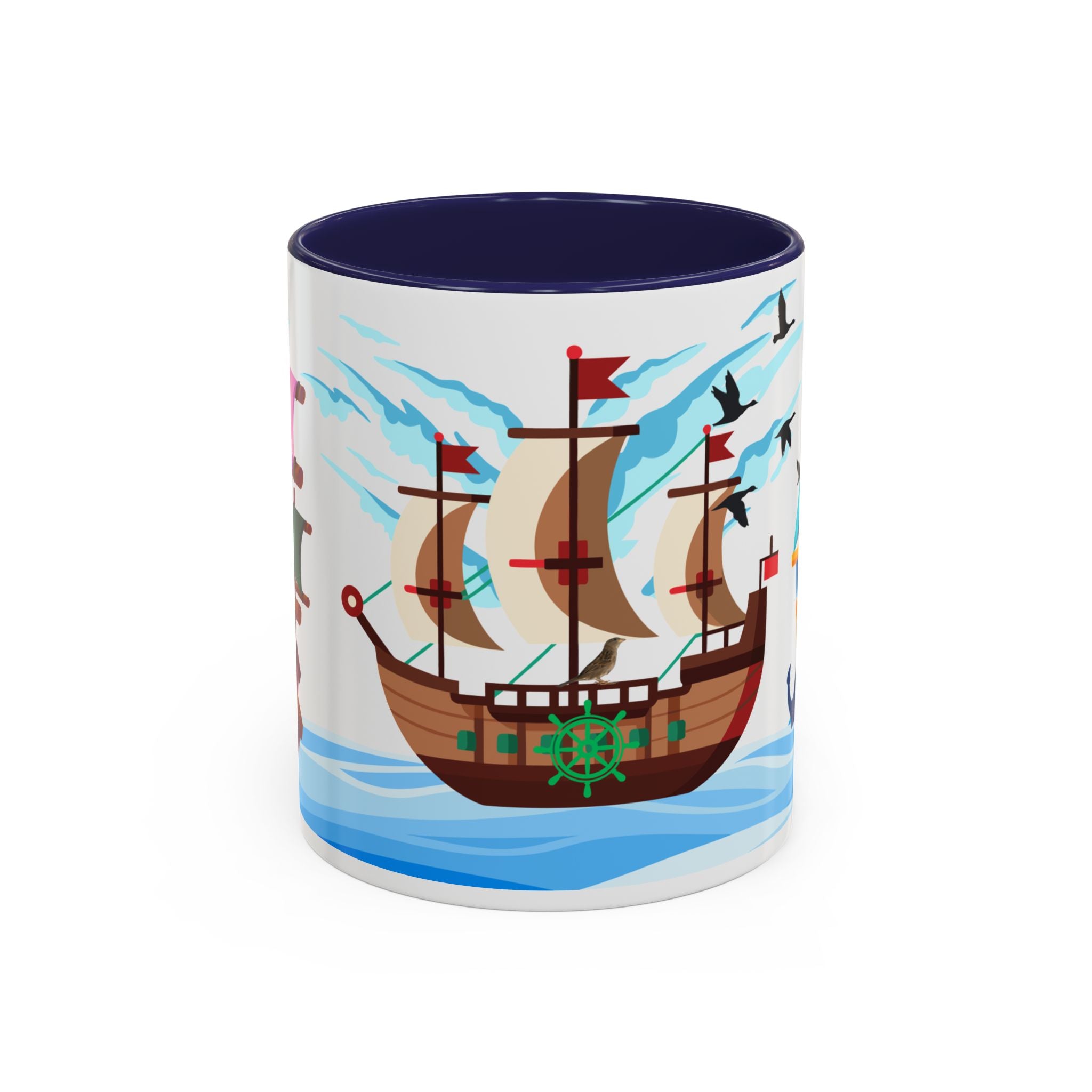 Nautical Pirate Ship Accent Coffee Mug — Ocean Sailing Cups (11/15oz)