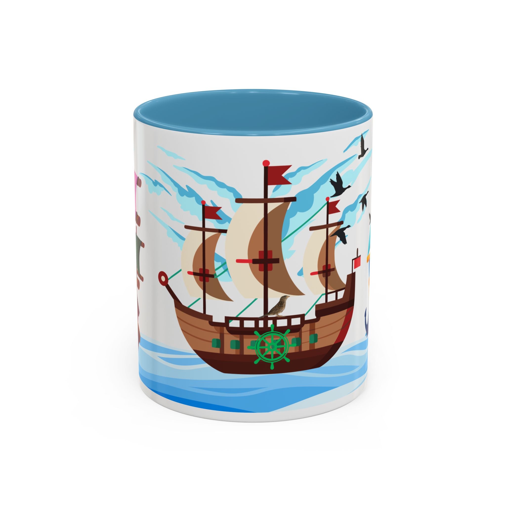 Nautical Pirate Ship Accent Coffee Mug — Ocean Sailing Cups (11/15oz)
