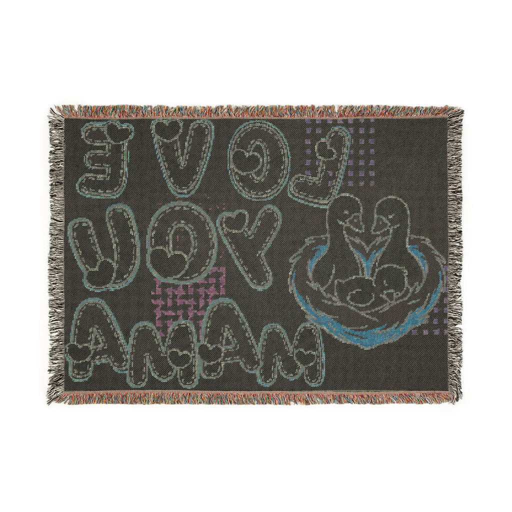 Love You Mama Blanket – Cute Duck Family Woven Throw, Mother’s Day Gift, Pastel Patchwork Cozy Blanket💖