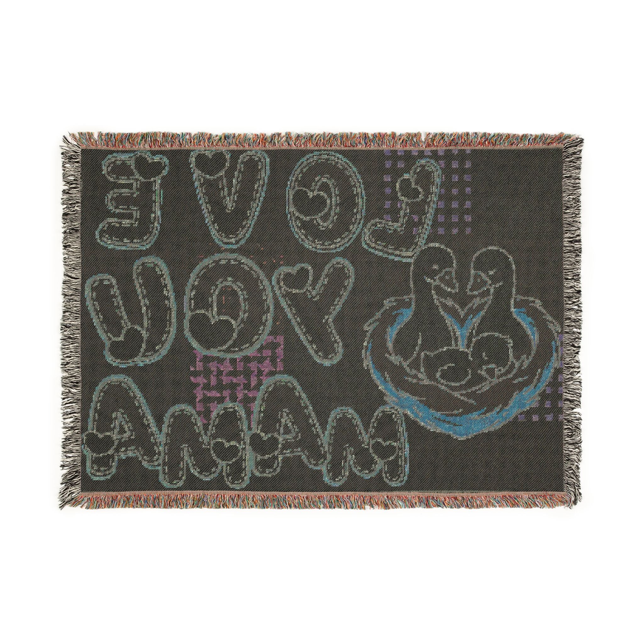 Love You Mama Blanket – Cute Duck Family Woven Throw, Mother’s Day Gift, Pastel Patchwork Cozy Blanket💖