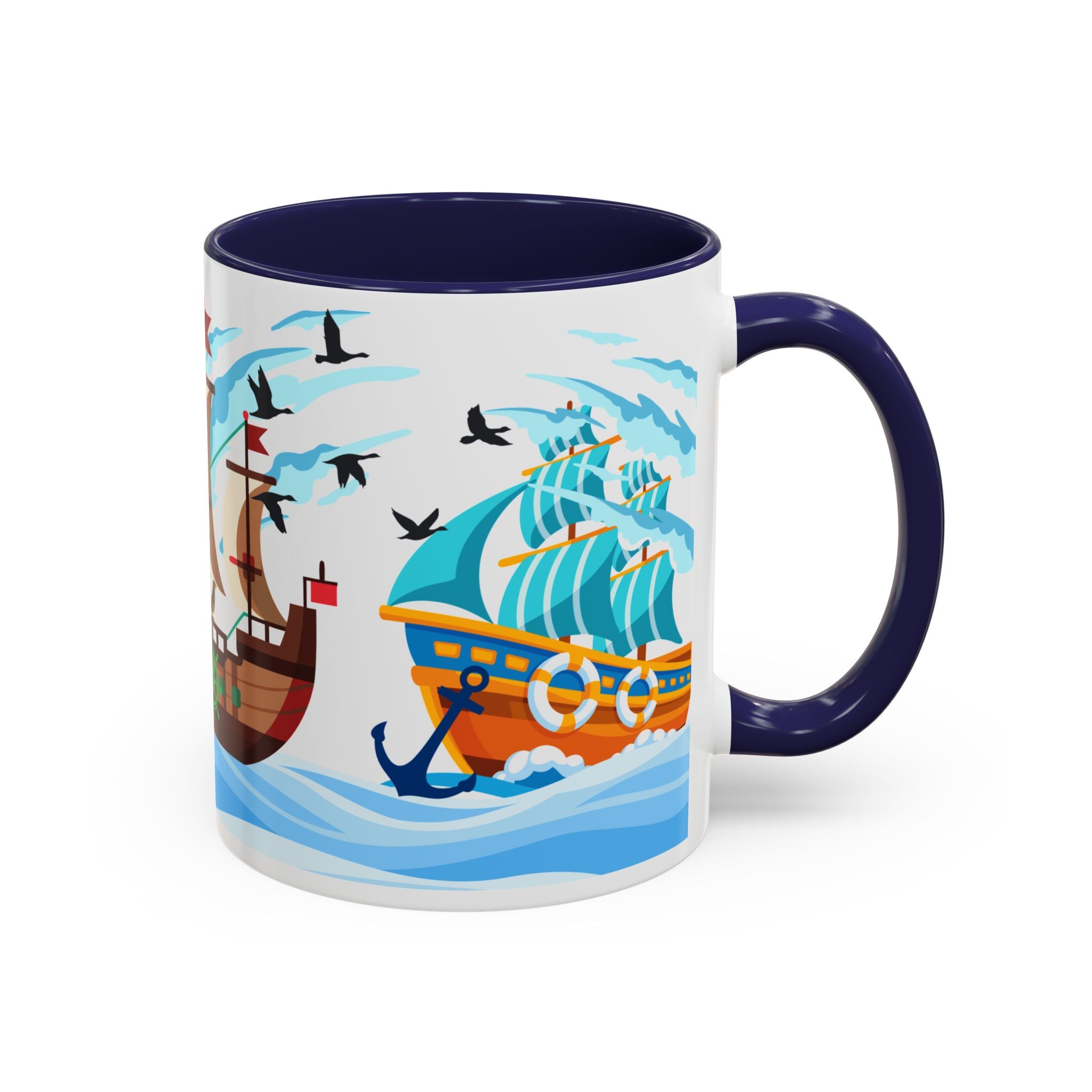 Nautical Pirate Ship Accent Coffee Mug — Ocean Sailing Cups (11/15oz)