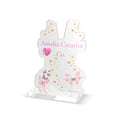 Acrylic Standee — Custom Cut Personalized Display with Pink Butterfly & Gold Heart Design