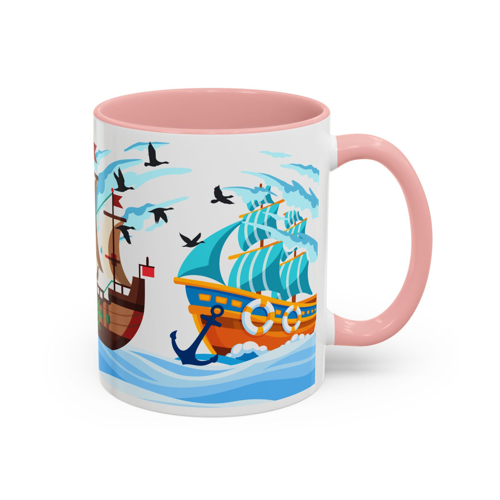 Nautical Pirate Ship Accent Coffee Mug — Ocean Sailing Cups (11/15oz)