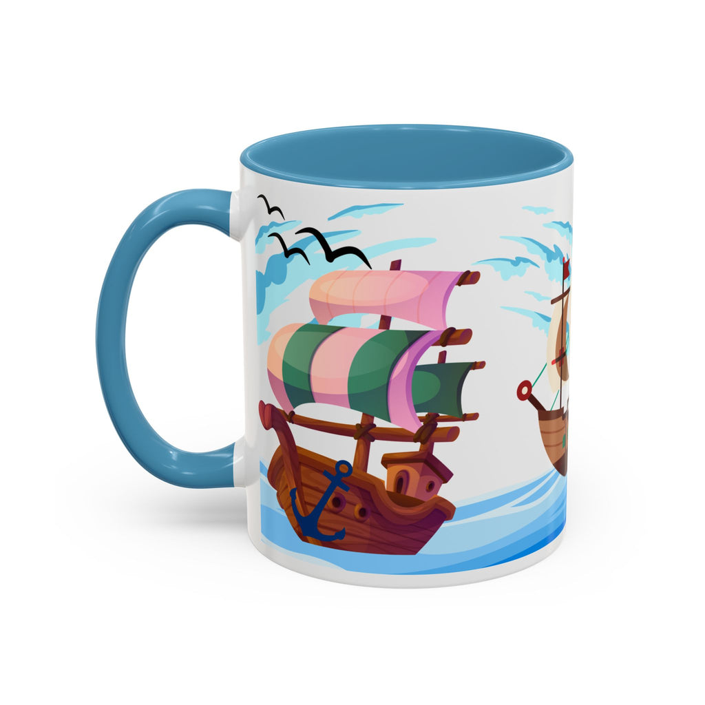 Nautical Pirate Ship Accent Coffee Mug — Ocean Sailing Cups (11/15oz)