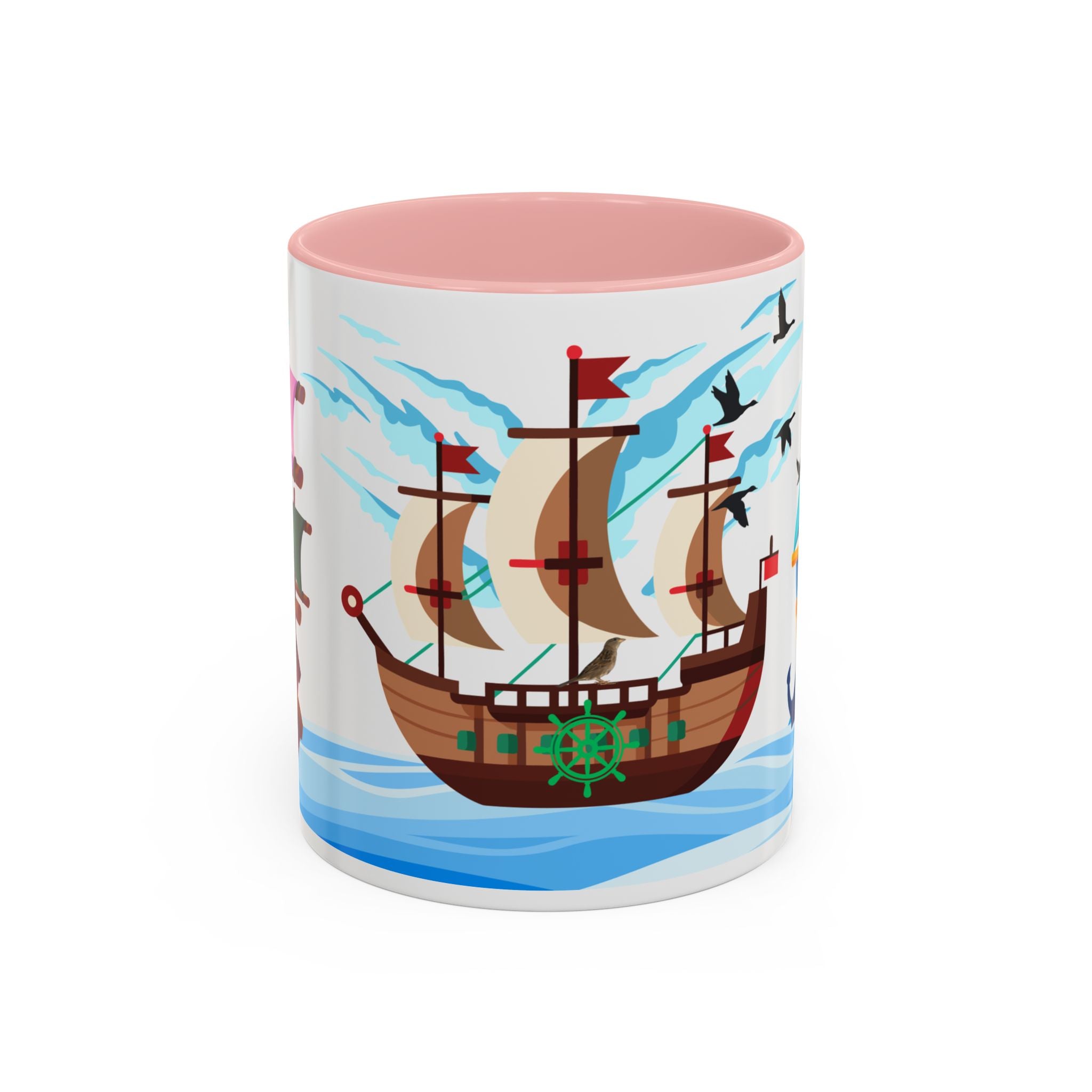 Nautical Pirate Ship Accent Coffee Mug — Ocean Sailing Cups (11/15oz)