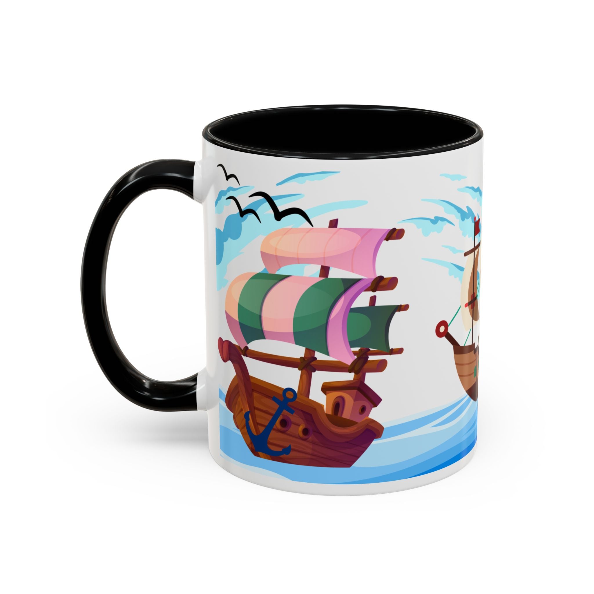 Nautical Pirate Ship Accent Coffee Mug — Ocean Sailing Cups (11/15oz)