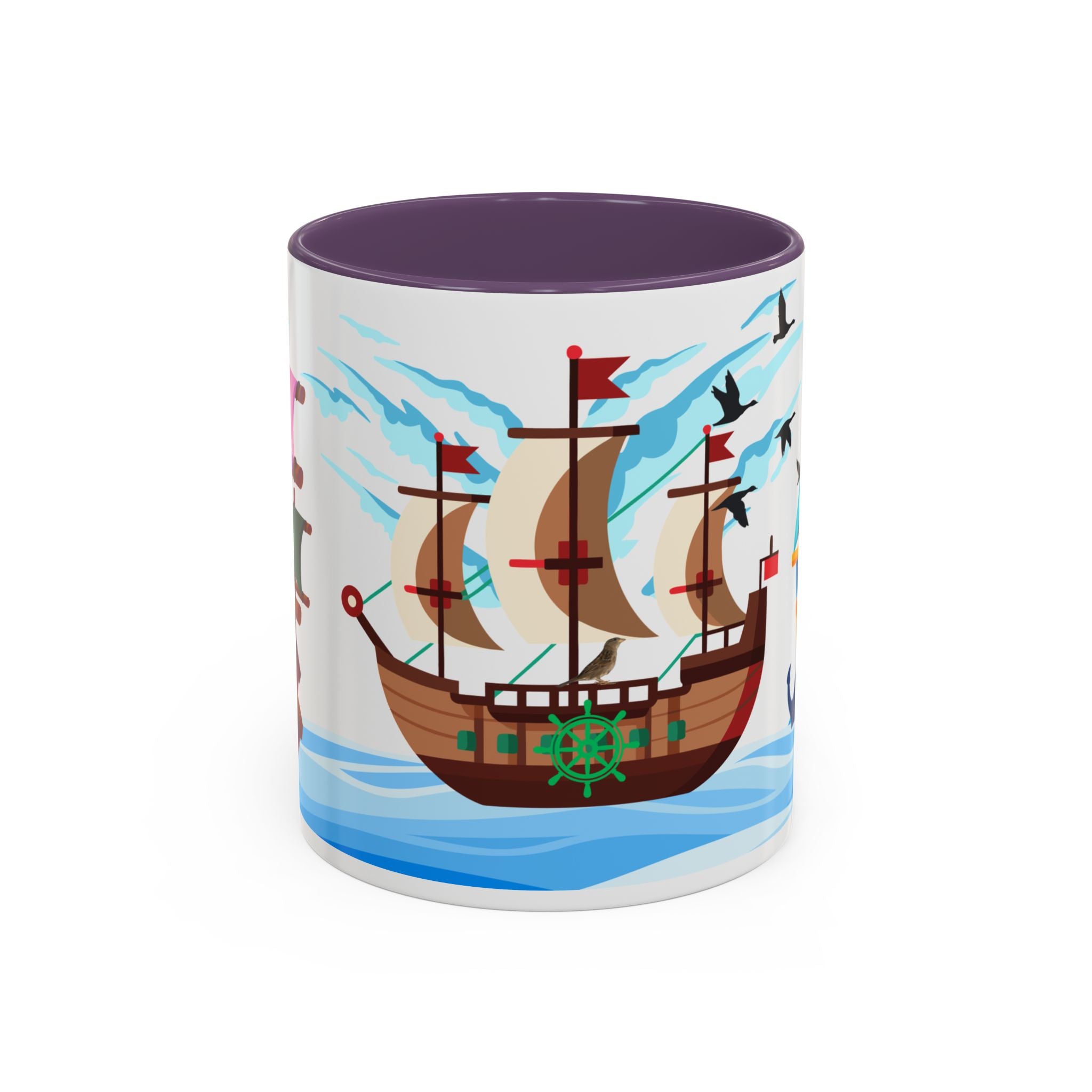 Nautical Pirate Ship Accent Coffee Mug — Ocean Sailing Cups (11/15oz)